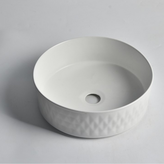 Diamond Design Above Counter Basin - Matte White