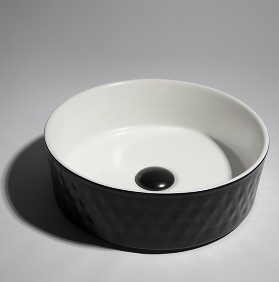 Diamond Design Above Counter Basin - Matte Black