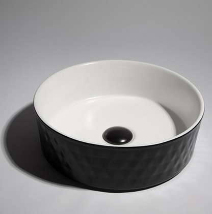 Diamond Design Above Counter Basin - Matte Black