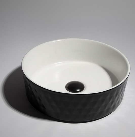 Diamond Design Above Counter Basin - Matte Black