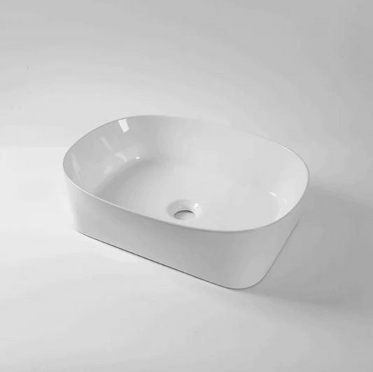Oval and Rectangle Shaped Above Counter Basin - Gloss White