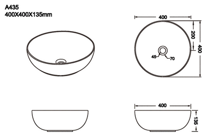 Round Above Counter Basin - Gloss White