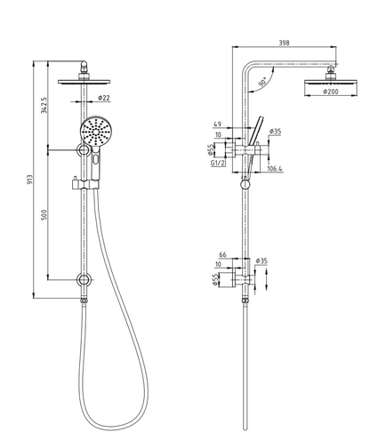 Cora II Shower Set Multifunction - Chrome