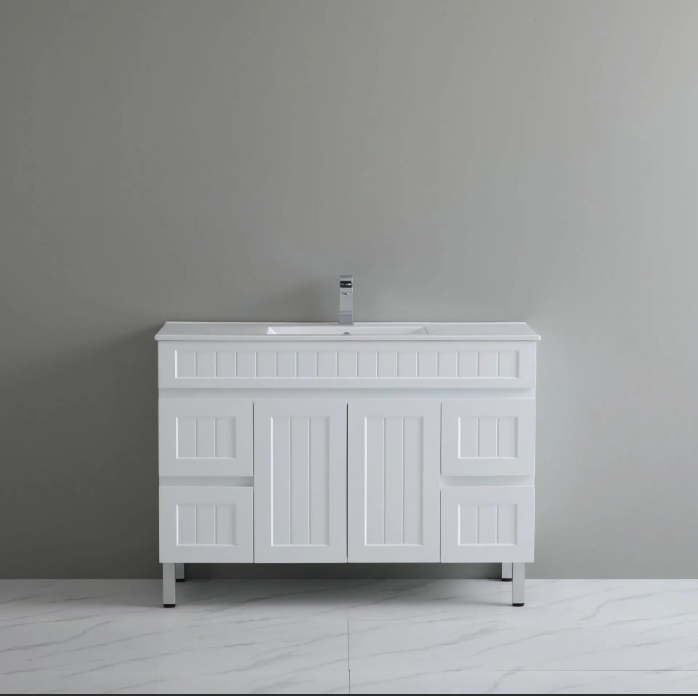 Acacia Shaker Floor Standing 1200mm Vanity - White