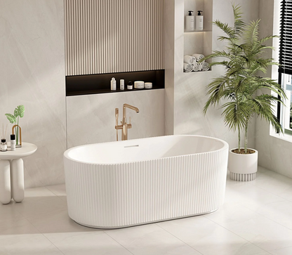 Rose Fluted Oval Freestanding Bath - Matte White
