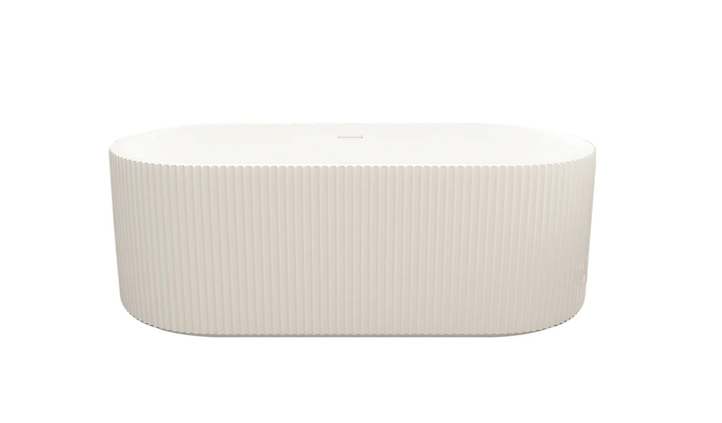 Rose Fluted Oval Freestanding Bath - Matte White