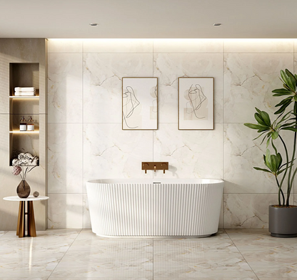 Rose Fluted Back to wall Bath - Matte White