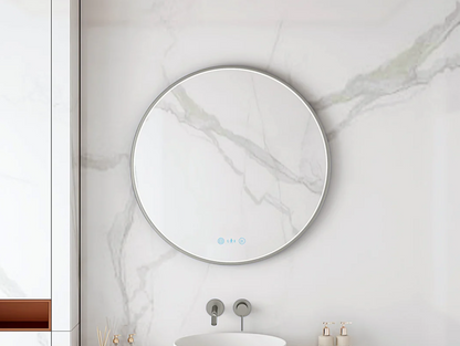 Maia LED Round Mirror – Gunmetal Frame