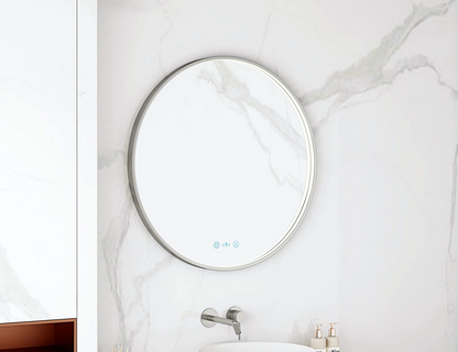 Maia LED Round Mirror – Gunmetal Frame