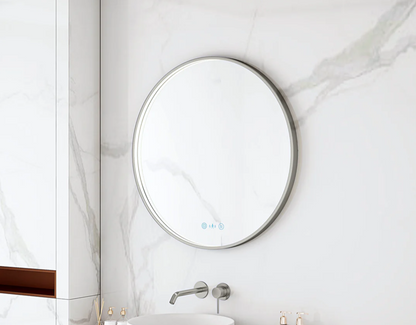 Maia LED Round Mirror – Gunmetal Frame