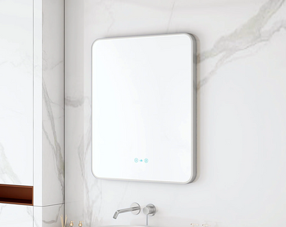 Maia LED Rectangular Mirror – Brushed Nickel Frame