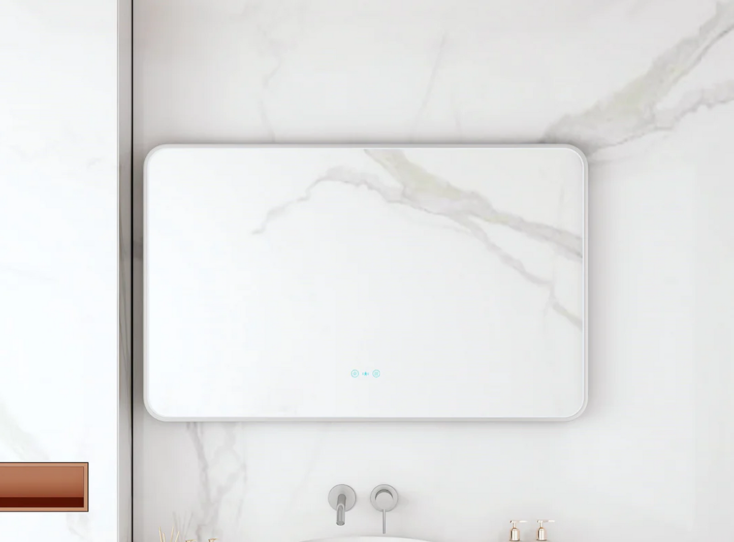 Maia LED Rectangular Mirror – Brushed Nickel Frame