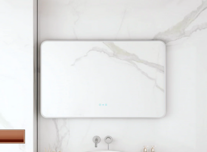 Maia LED Rectangular Mirror – Brushed Nickel Frame