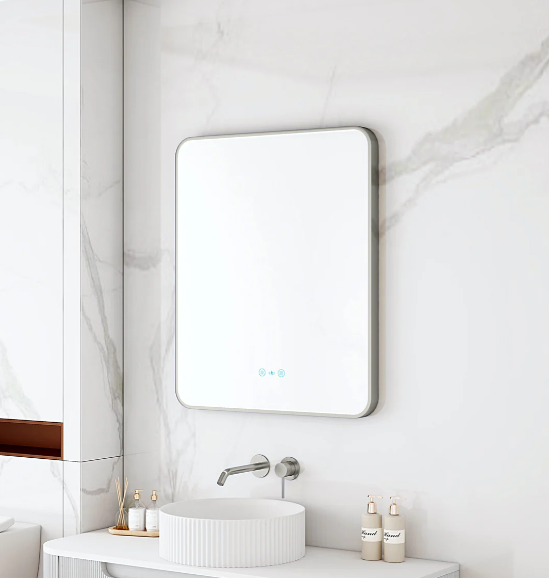 Maia LED Rectangular Mirror – Gunmetal Frame