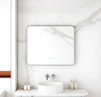 Maia LED Rectangular Mirror – Gunmetal Frame