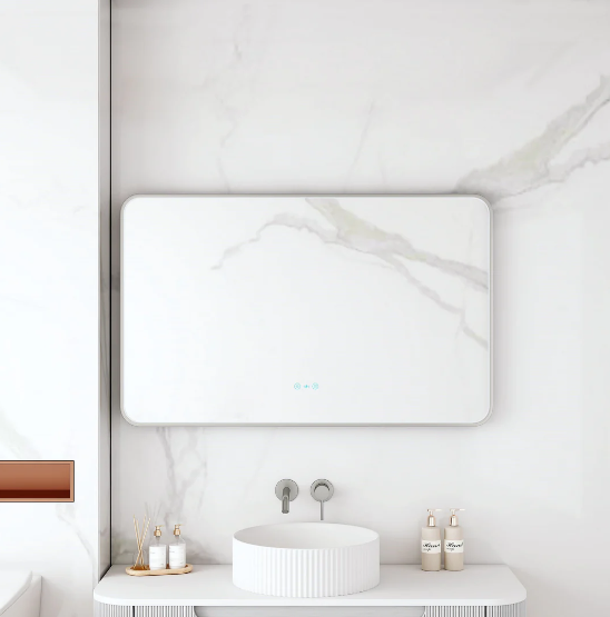 Maia LED Rectangular Mirror – Gunmetal Frame