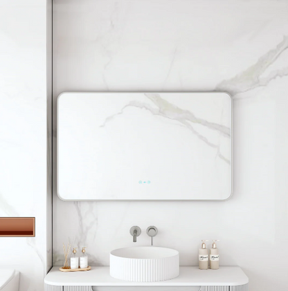 Maia LED Rectangular Mirror – Gunmetal Frame