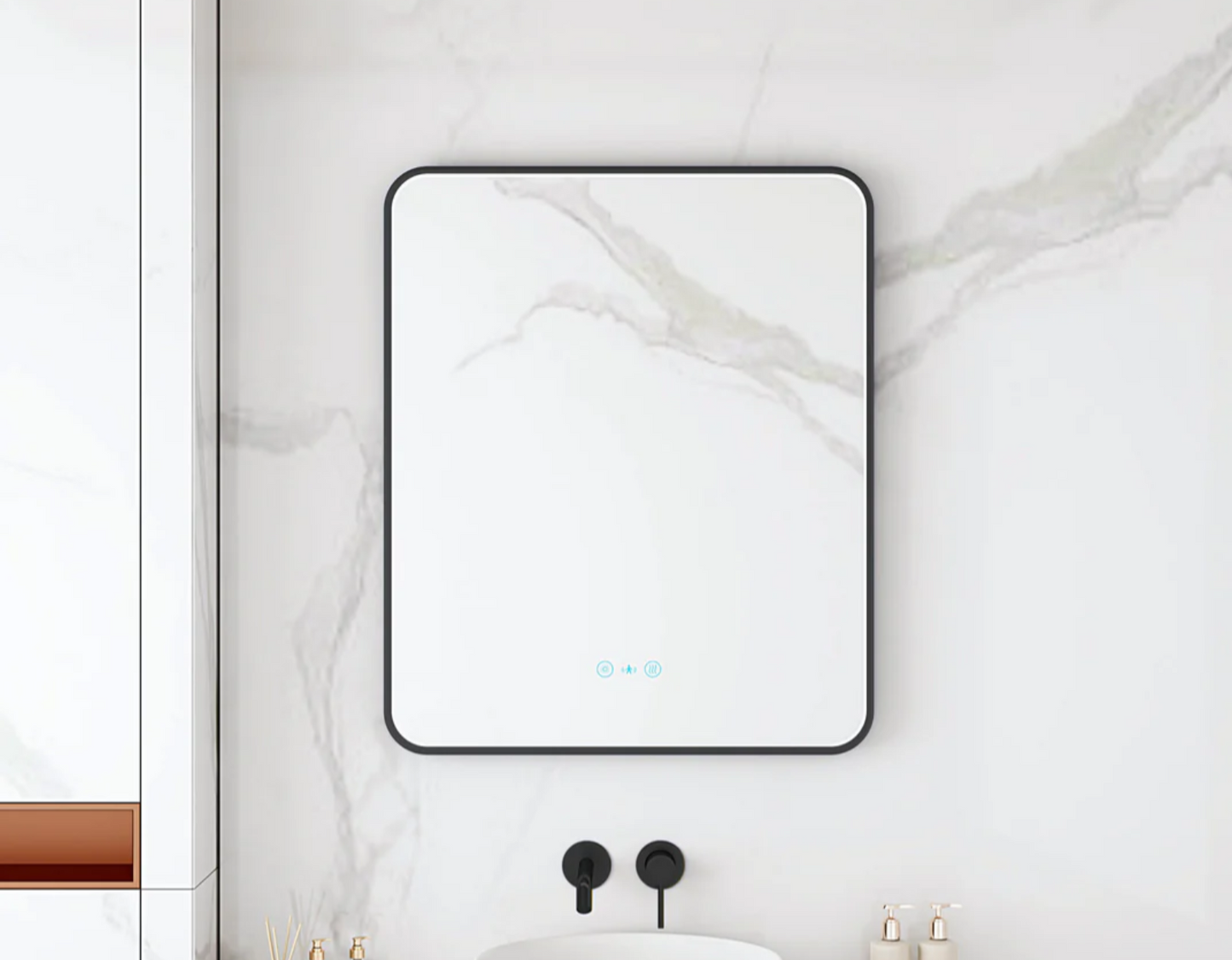 Maia LED Rectangular Mirror – Matte Black Frame