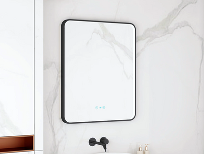 Maia LED Rectangular Mirror – Matte Black Frame