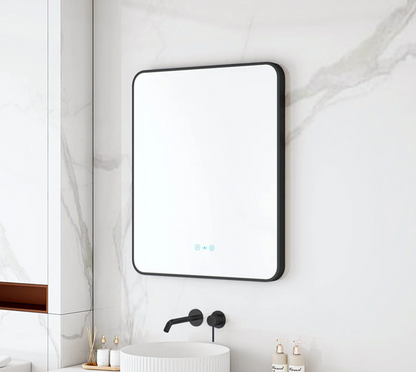 Maia LED Rectangular Mirror – Matte Black Frame