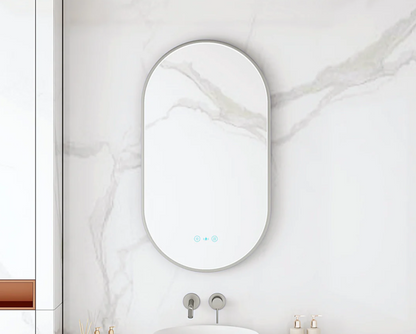 Maia LED Oval Mirror – Gunmetal Frame