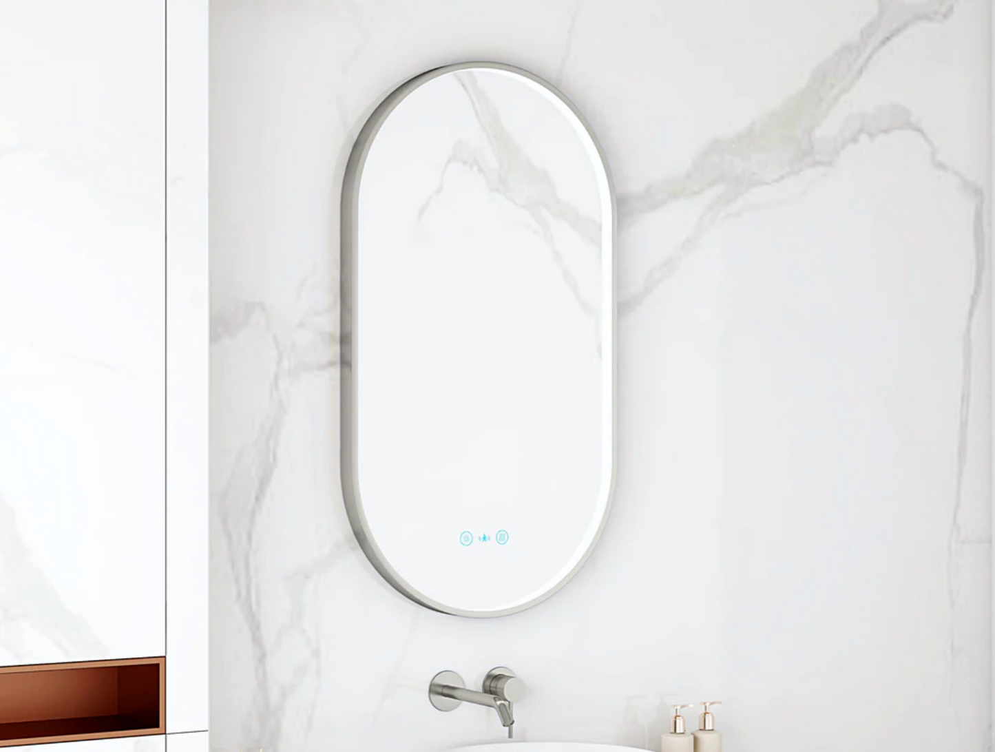 Maia LED Oval Mirror – Gunmetal Frame