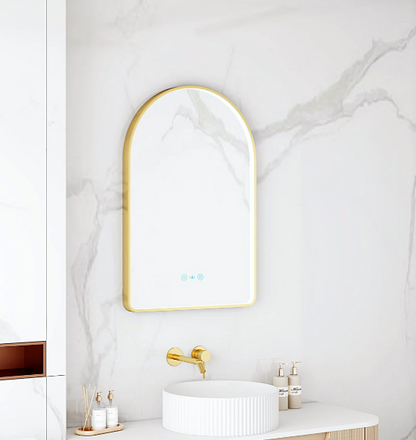 Maia LED Arch Mirror – Brushed Gold Frame
