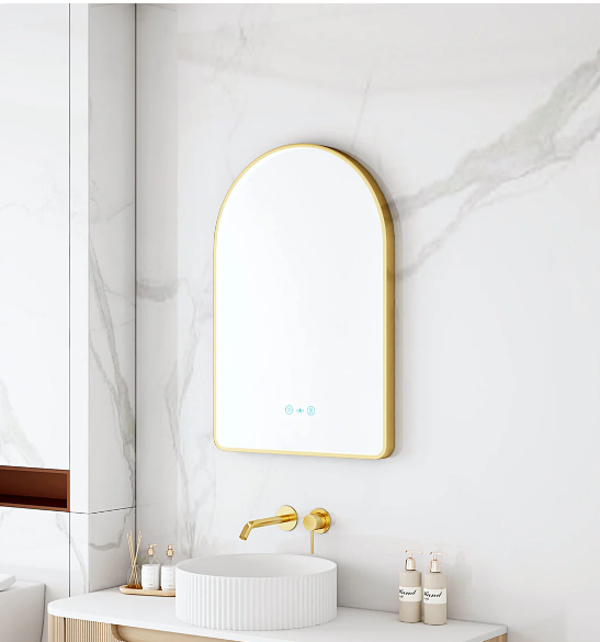 Maia LED Arch Mirror – Brushed Gold Frame