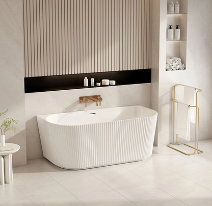 Rose Fluted Back to wall Bath - Matte White