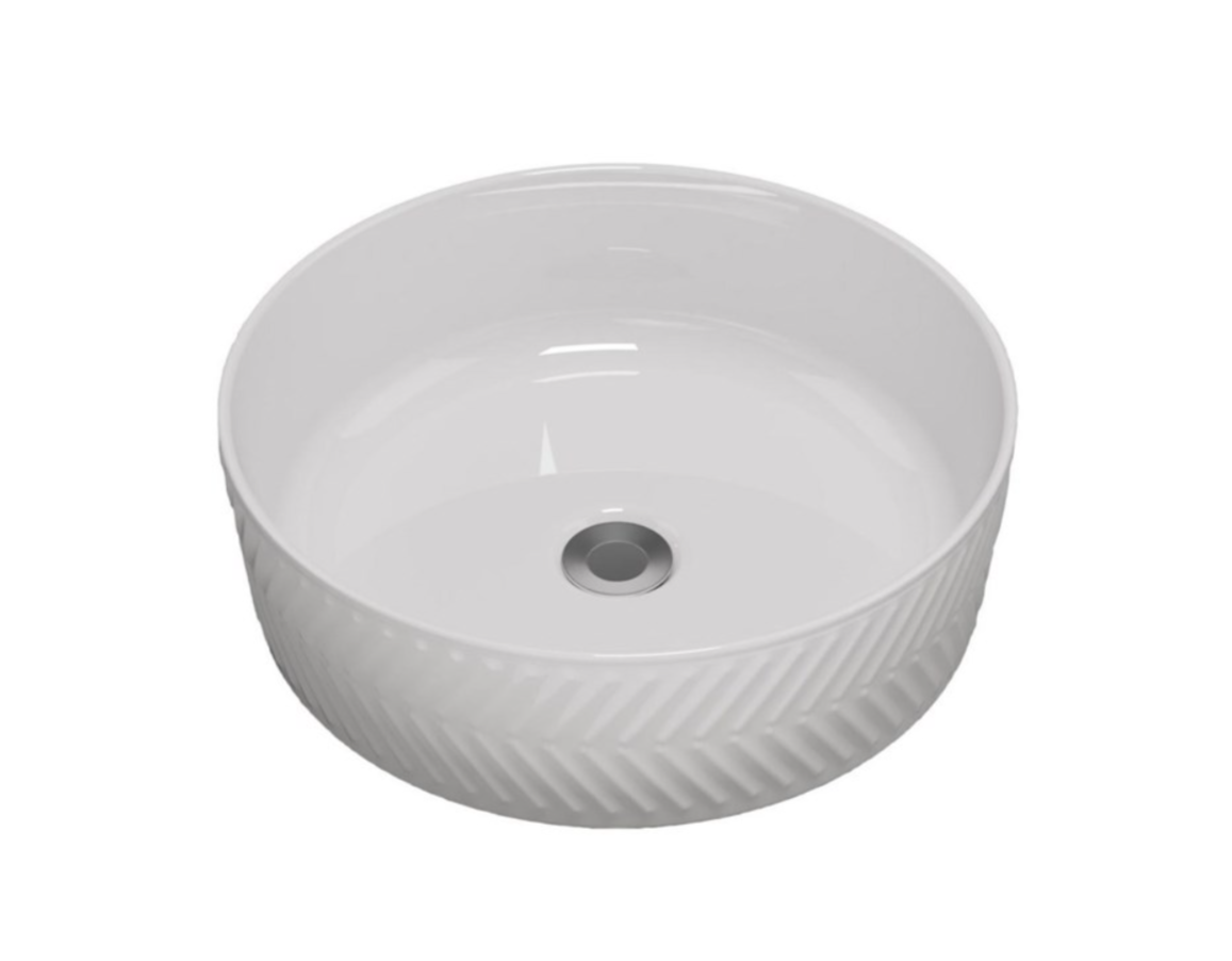 Arrow Design Above Counter Basin - Gloss White