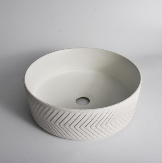 Arrow Design Above Counter Basin - Matte White