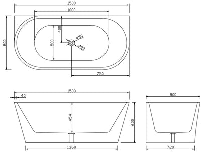Nalpa Back-To-Wall Bathtub