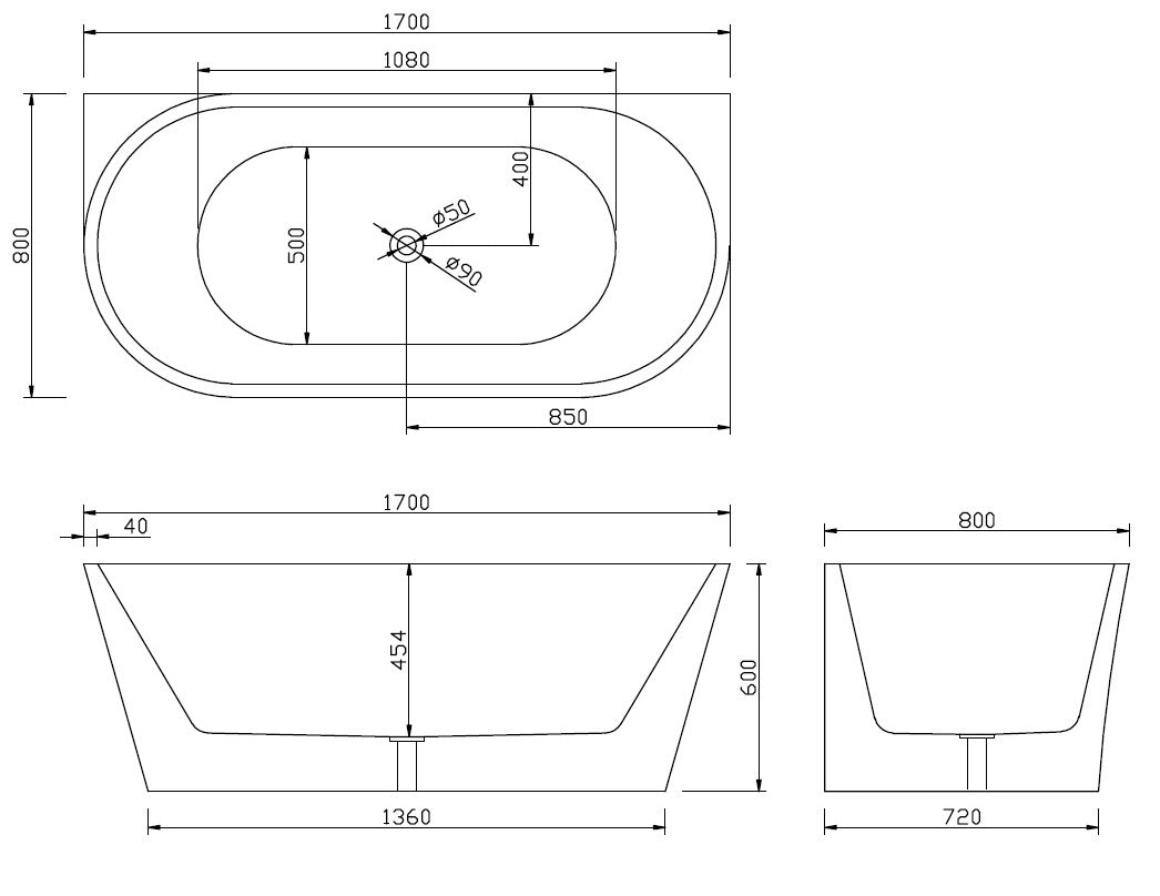 Nalpa Back-To-Wall Bathtub