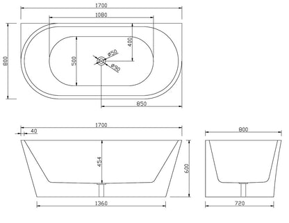 Nalpa Back-To-Wall Bathtub