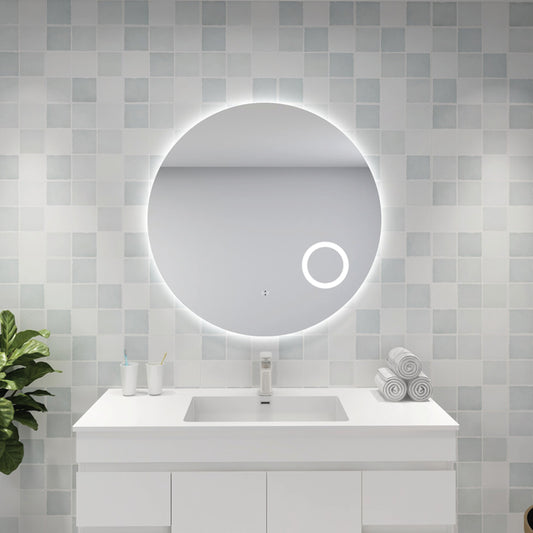 Round LED Backlit Mirror with Magnifier