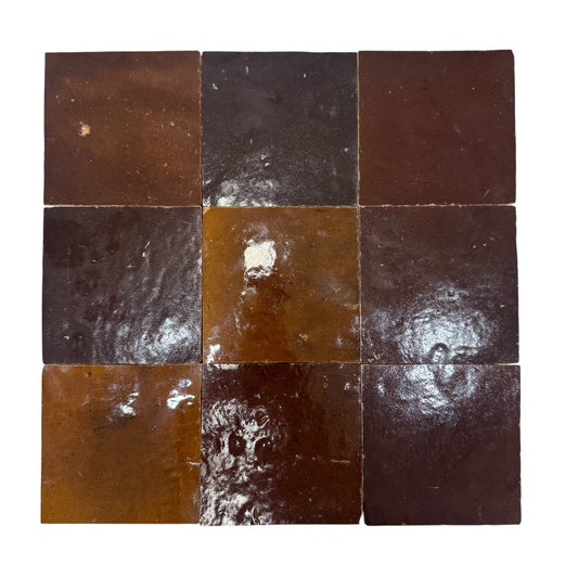 Zellige Maroon Square Tile 100x100
