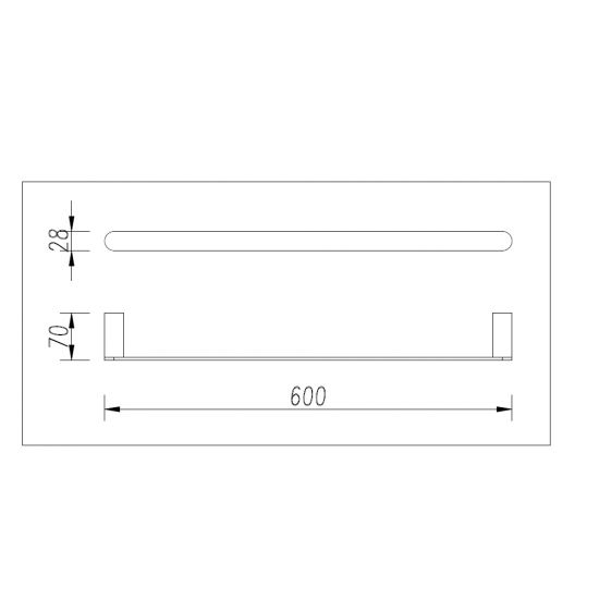 Bellino Solid Brass Single Towel Rail 600mm - Gunmetal