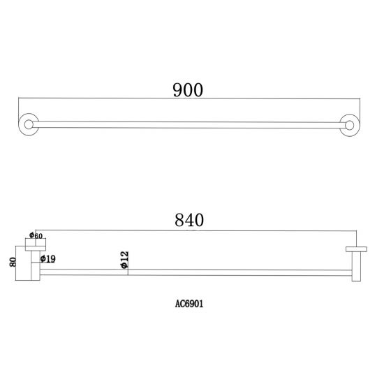 Pentro Single Towel Rail - Chrome