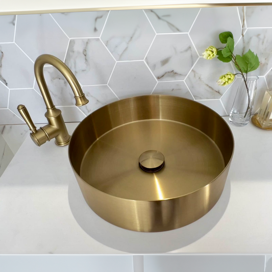 Stainless Steel Round Basin - Brushed Gold