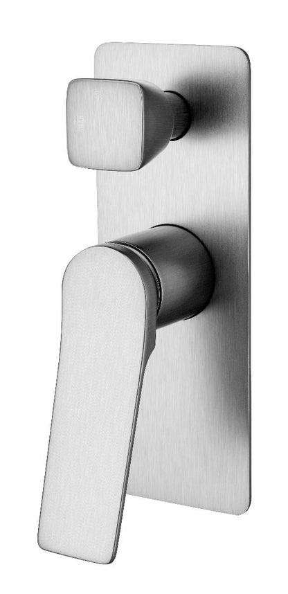 Rushy Square Wall Mixer With Diverter - Brushed Nickel