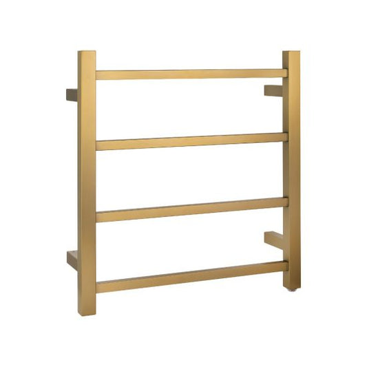 Heated Towel Rail 4 Square Tubes -  Brushed Gold