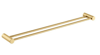 Caddence Double Towel Rail 800mm - Brushed Yellow Gold
