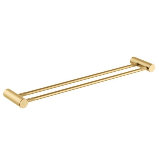 Caddence Double Towel Rail 600mm - Brushed Yellow Gold