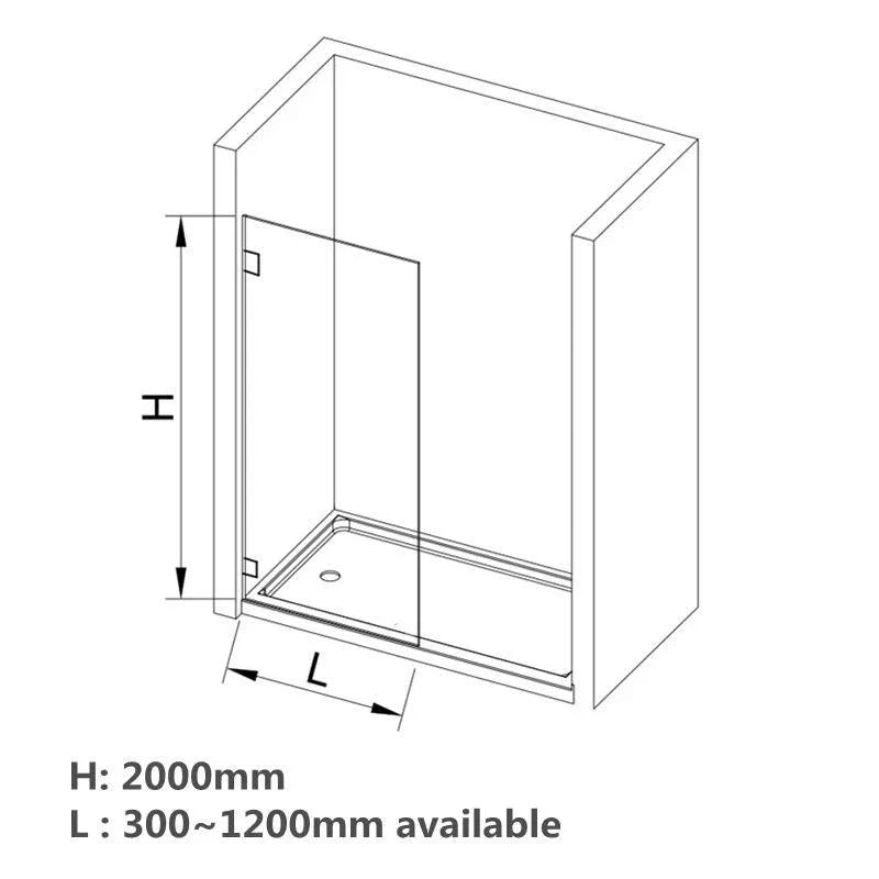 Clear Glass Single Panel Shower Screen - Brushed Nickel