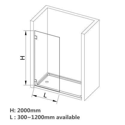 Clear Glass Single Panel Shower Screen - Brushed Nickel