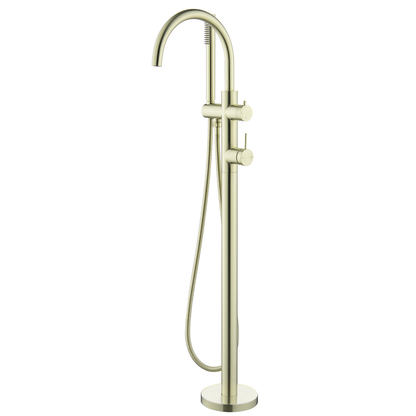 Mica Freestanding Bath Mixer with Hand Shower - French Gold