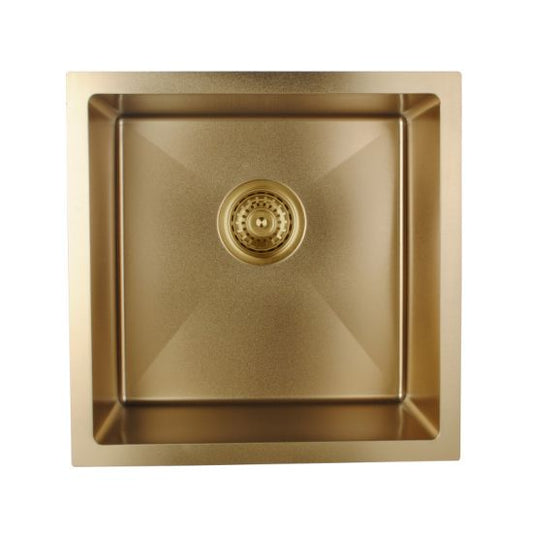 Stainless Steel Single Bowl Top/Undermount Sink - Brushed Yellow Gold
