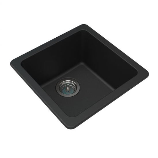 Granite Quartz Stone Sink with Single Bowl 422x422 - Black