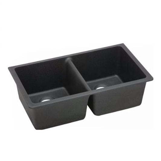 Granite Stone Kitchen Sink with Double Bowls Undermount 1000x500 - Black
