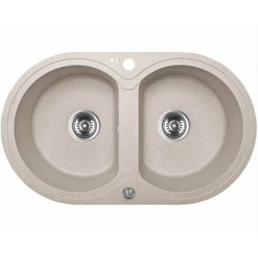 Laveo Granite Stone Sink Double Round Bowls 470x780 - Beige